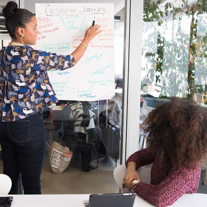 Two women in a meeting