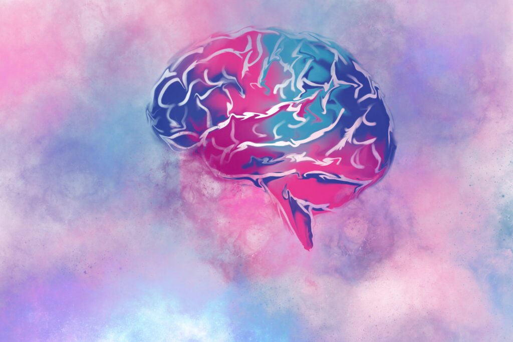 Brain colorful of art on abstract background